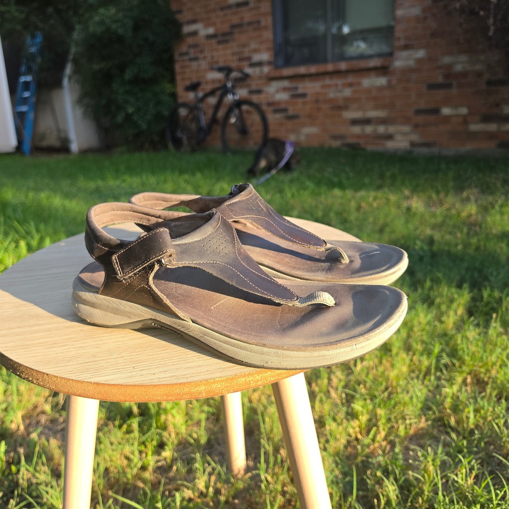 Merrell Siren Wrap Q2 Espresso Brown Leather Thong Sandals Outdoor Comfort - Picture 5 of 10